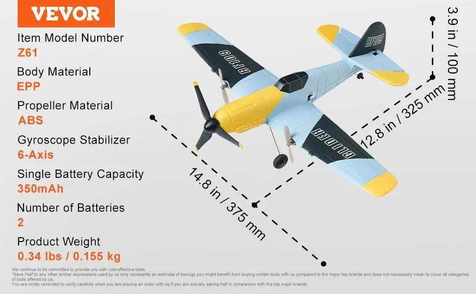  VEVOR Z61 RC Plane BF109 Fighter with 2 Batteries -  ToylandEU™
