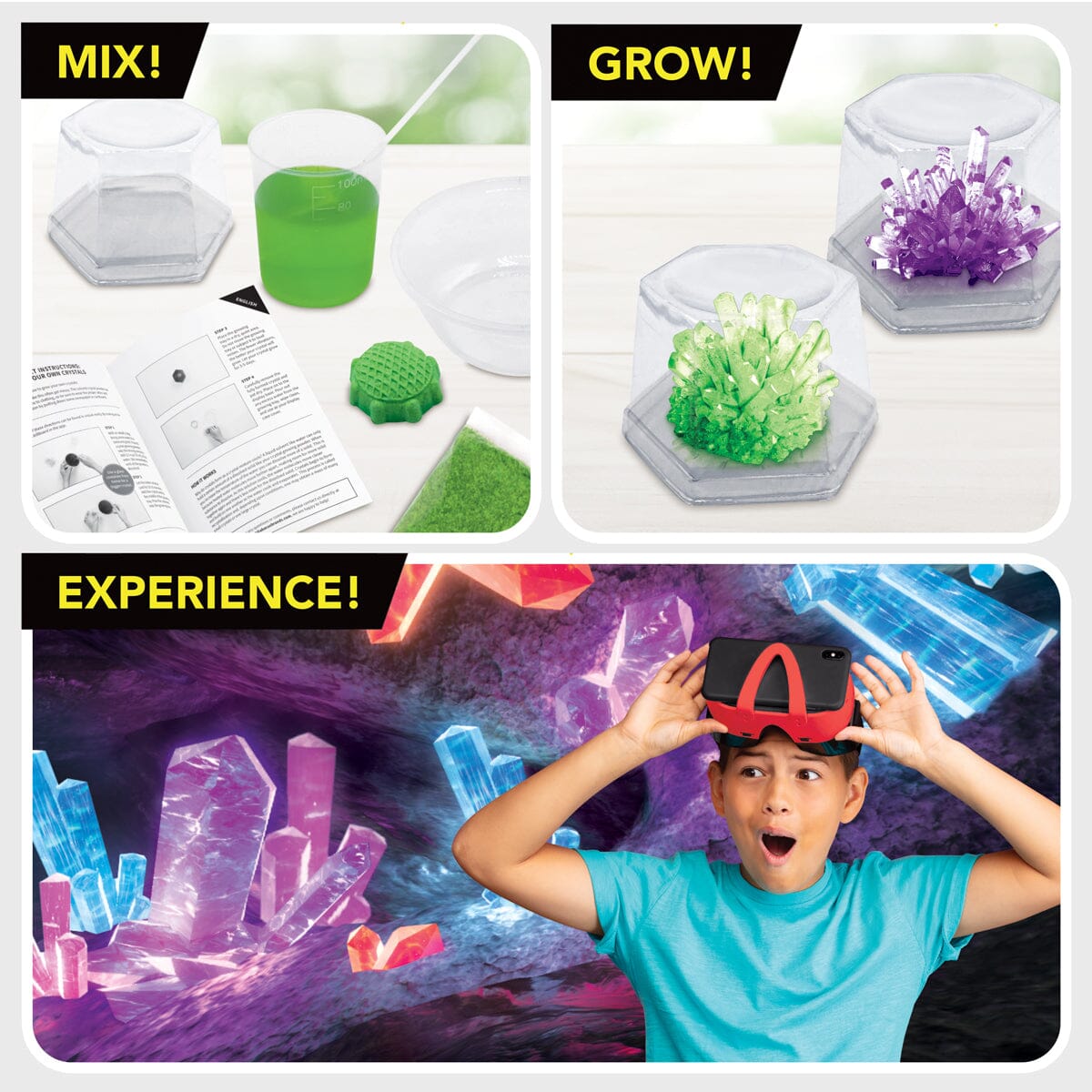 VR Crystal Growing Kit | Includes VR Goggles | Toylandeu™