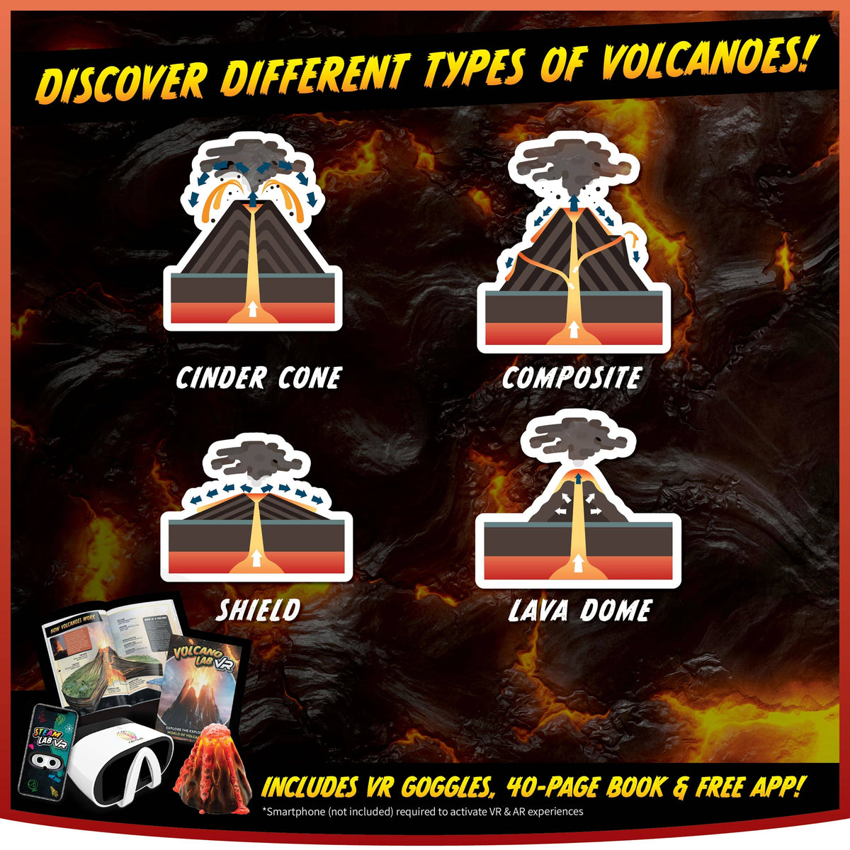 VR Volcano Science Kit | With VR Goggles & Plaster | Toylandeu™