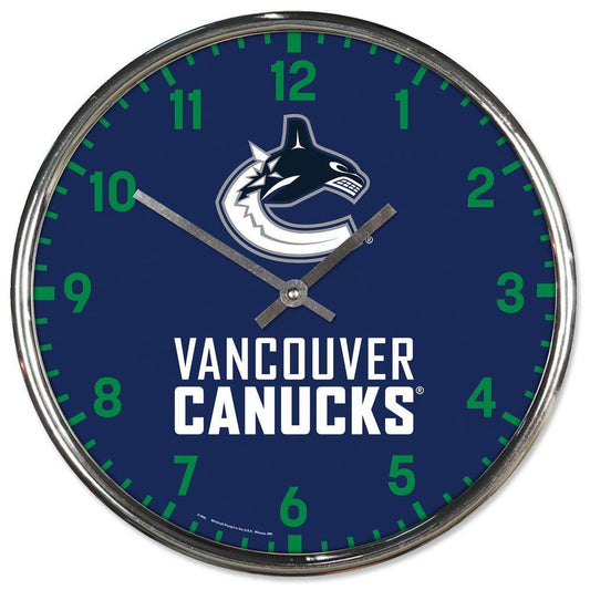 Vancouver Canucks Chrome Round Wall Clock Retro Style - ToylandEU