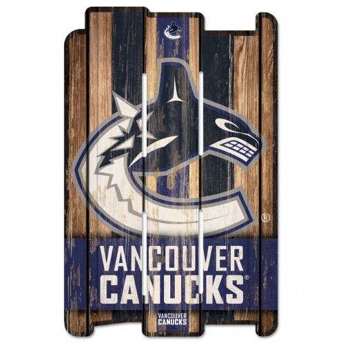 Vancouver Canucks Wood Fence Sign 11x17 Retro Whitewash - ToylandEU
