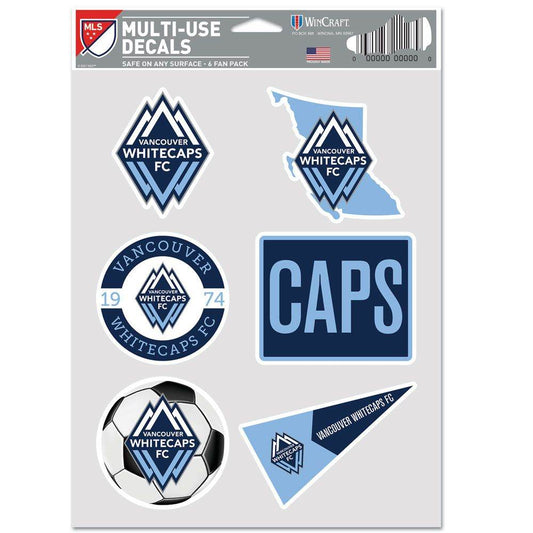 Vancouver Whitecaps Decal Pack Multi Use Fan Six Pack - ToylandEU