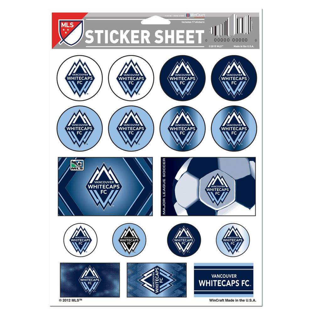 Vancouver Whitecaps Decal Sheet 5x7 Vinyl Sticker Pack - ToylandEU