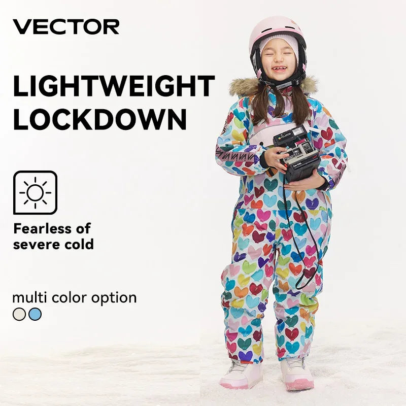 Vector Kids Waterproof Ski Jumpsuit With Warm Hooded Winter Overalls - ToylandEU