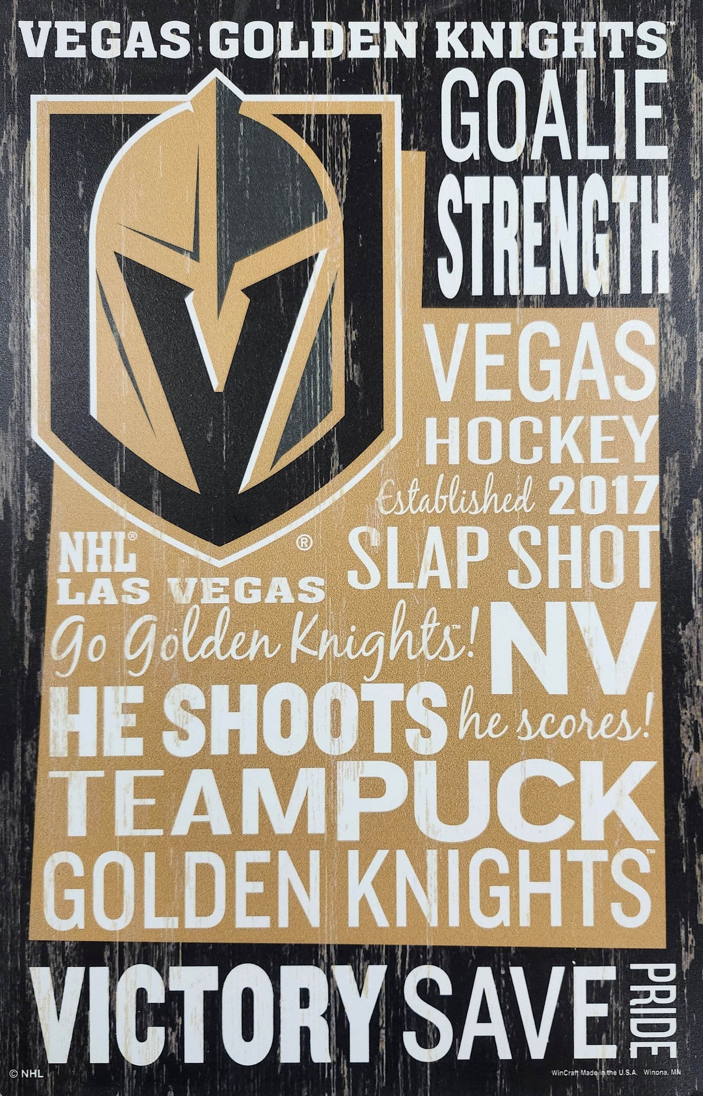 Vegas Golden Knights 11x17 Wood Wordage Sign by Wincraft - ToylandEU