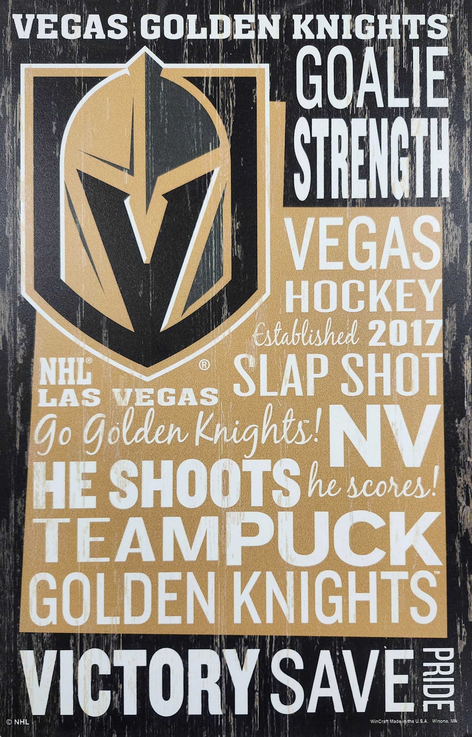 Vegas Golden Knights 11x17 Wood Wordage Sign by Wincraft - ToylandEU