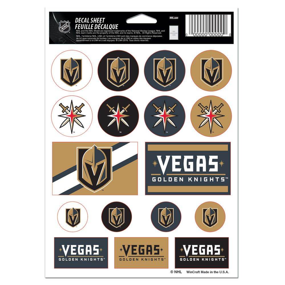 Vegas Golden Knights Decal Sheet 5x7 Vinyl Stickers - ToylandEU