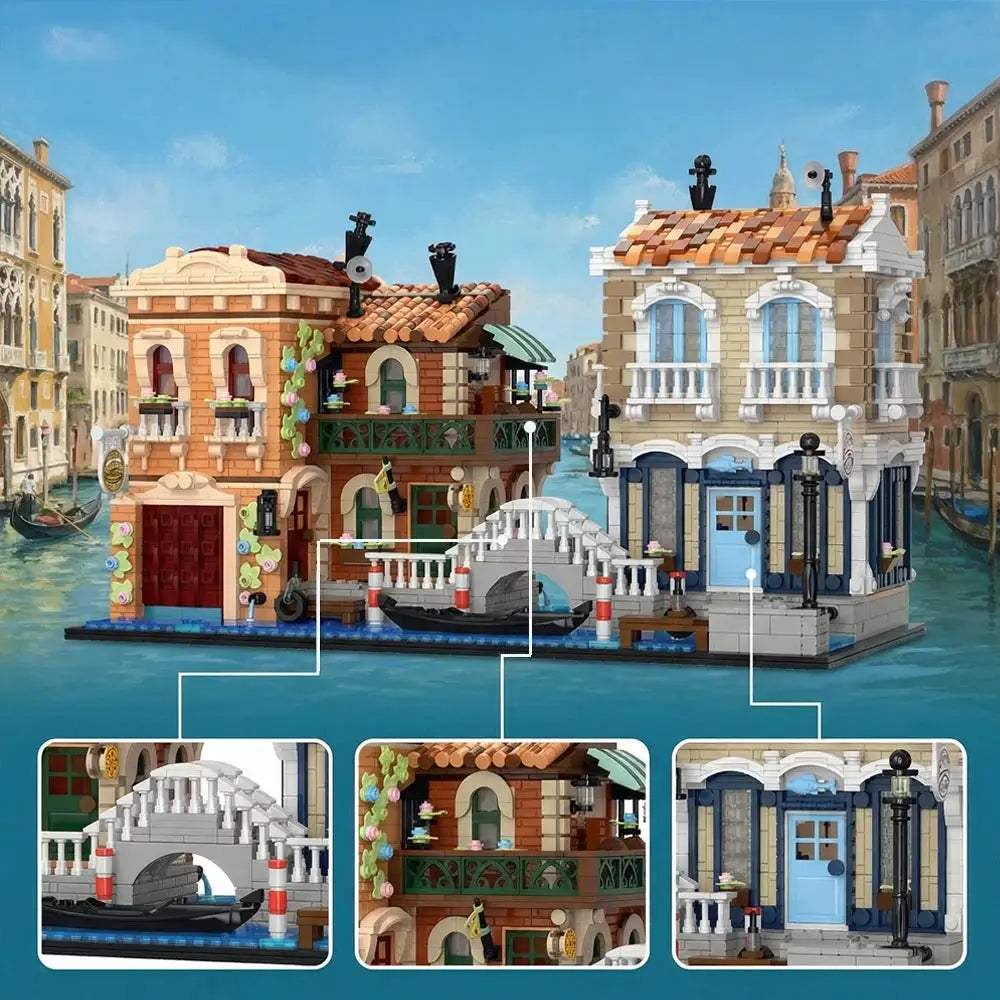 Venice Waterfront LED House LEGO Compatible Modular Brick Kit - ToylandEU