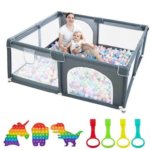 Versatile Baby Playpen with Safety Gate and Breathable Mesh for Toddlers - ToylandEU