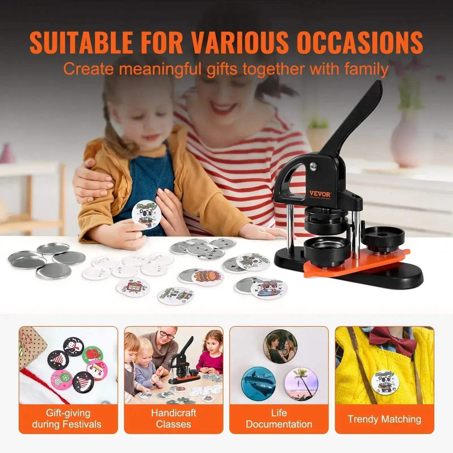 Versatile Button Maker Kit With 25 32 58 Pin System - ToylandEU