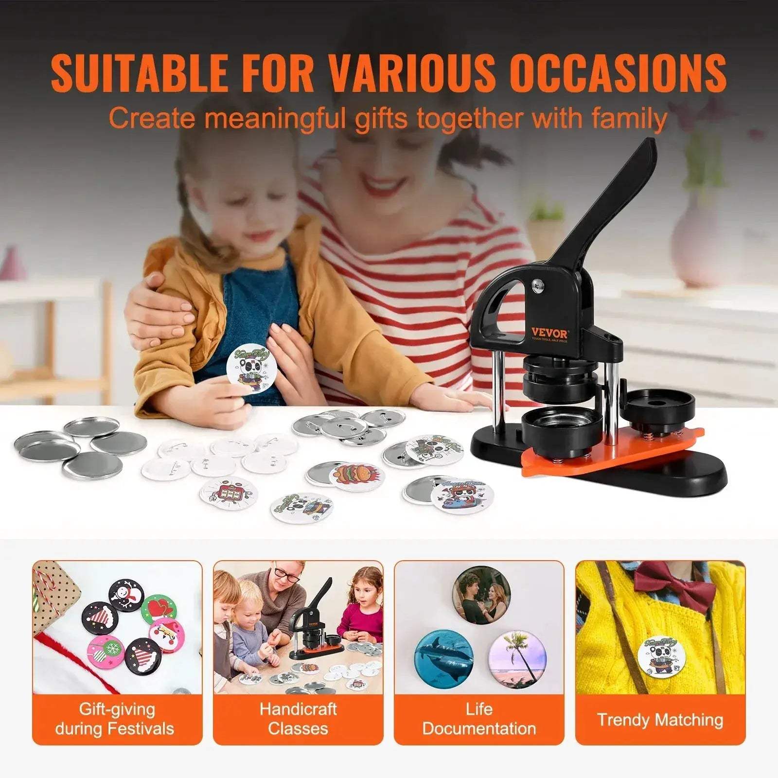 Versatile Button Maker Kit With 25 32 58 Pin System - ToylandEU