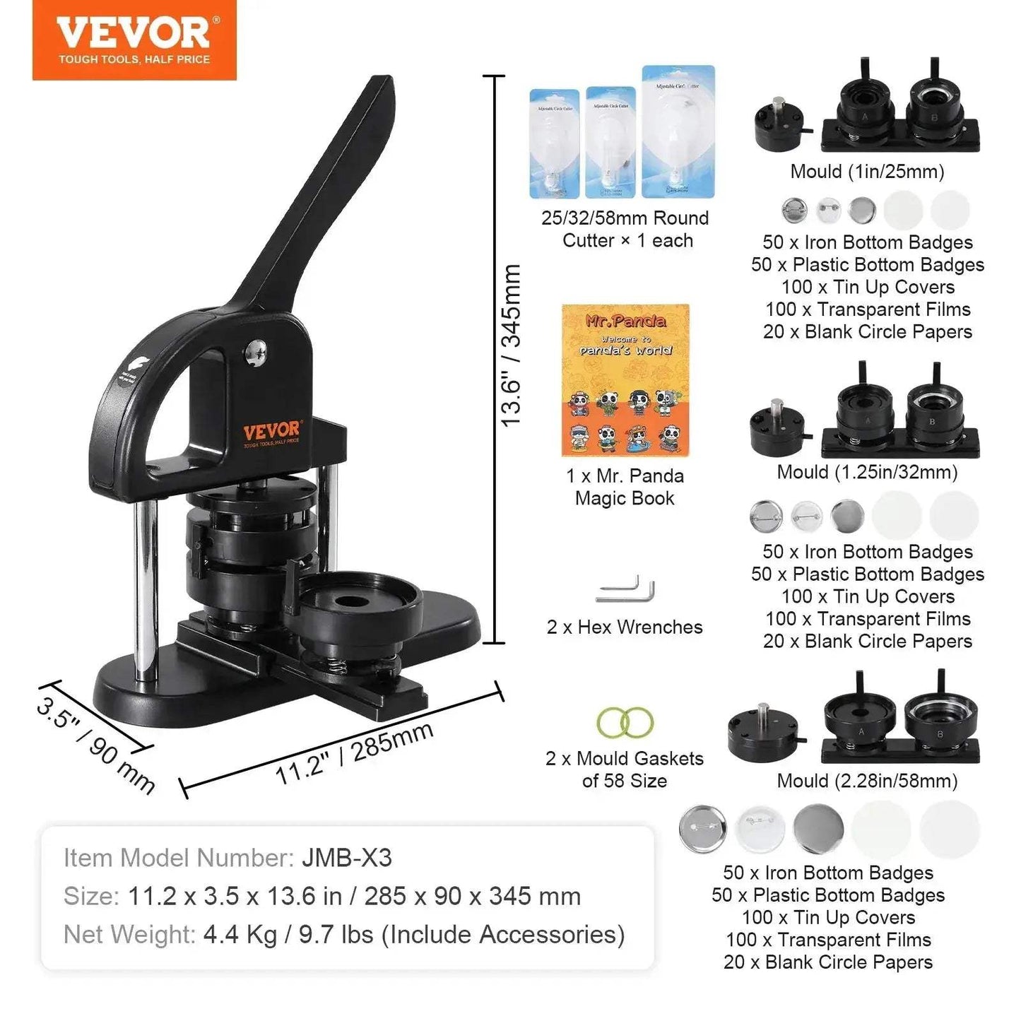 Versatile Button Maker Kit With 25 32 58 Pin System - ToylandEU