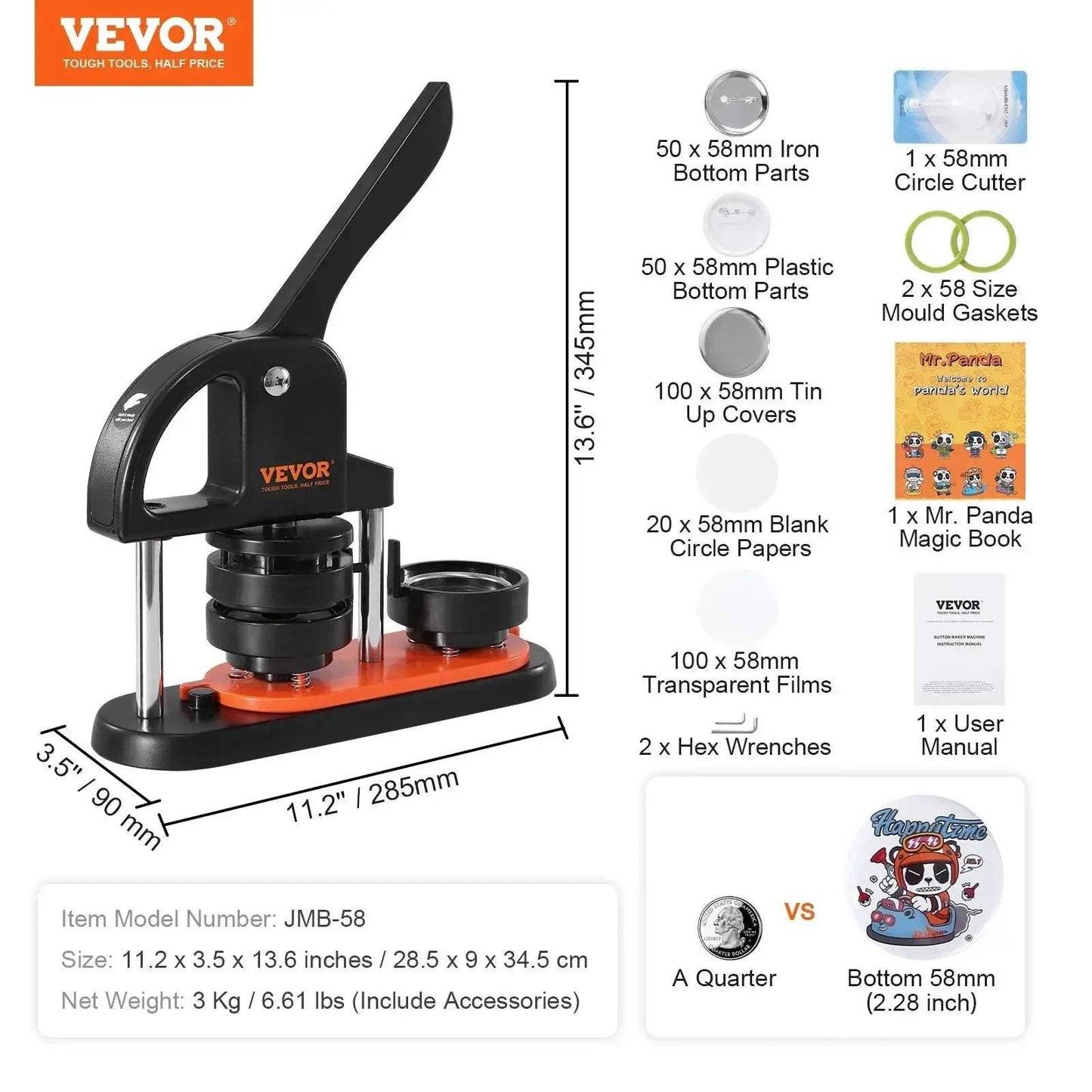 Versatile Button Maker Kit With 25 32 58 Pin System - ToylandEU