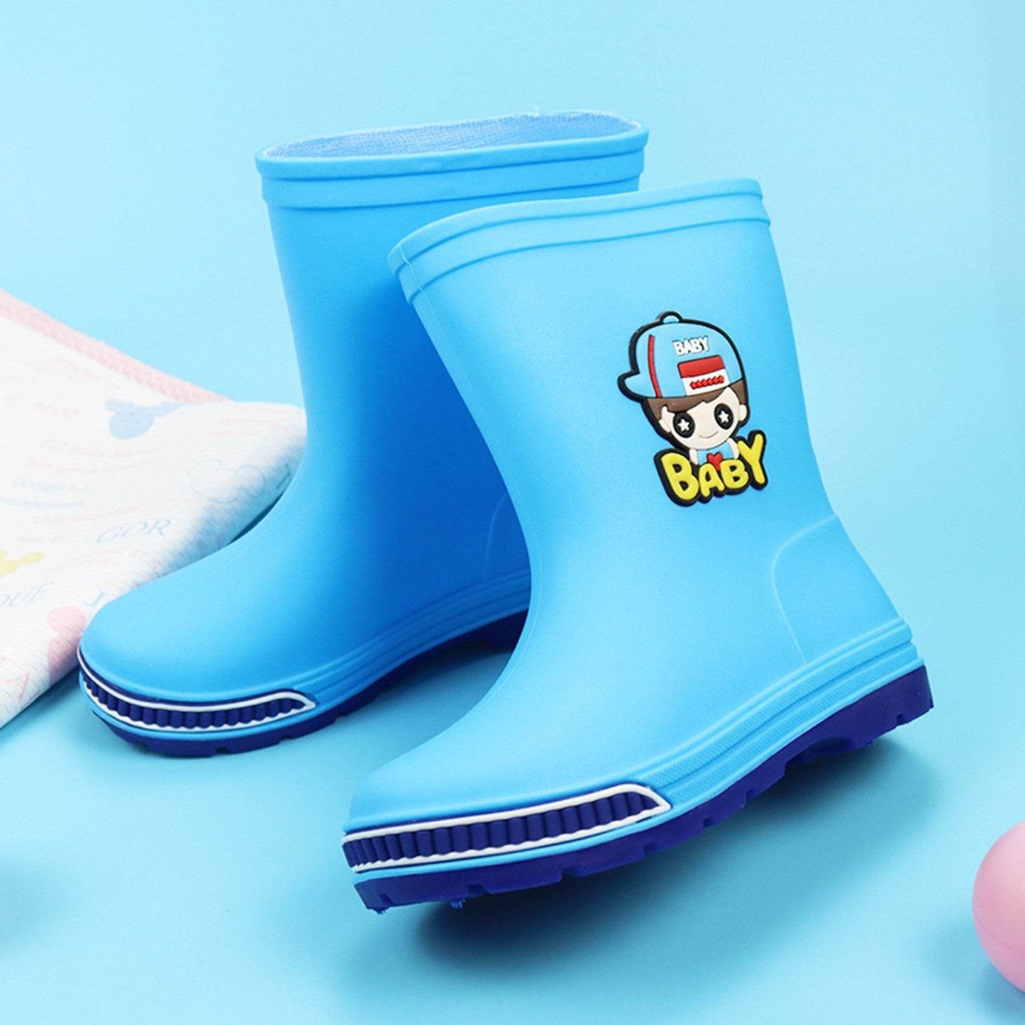 Versatile Waterproof Rubber Rain Boots for Kids - Yellow, Blue, Green, Pink with Removable Cotton Liners - ToylandEU