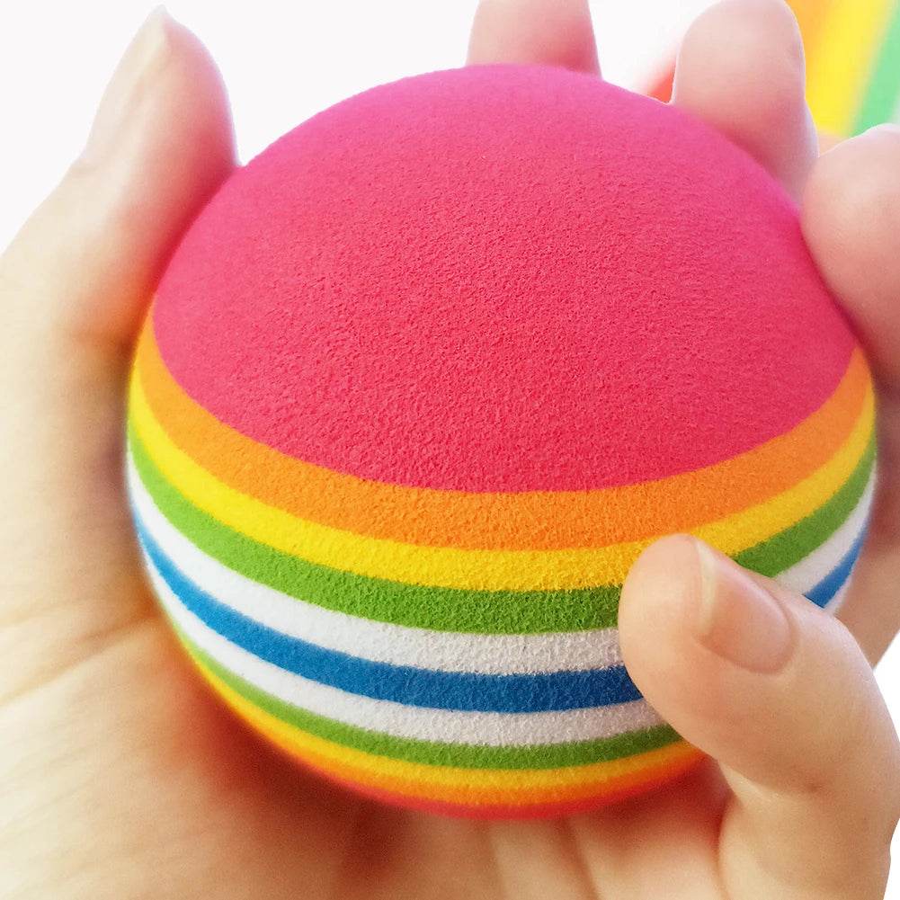 Vibrant 2-Pack Chewable Rainbow Golf Balls for Small Dogs & Cats - ToylandEU