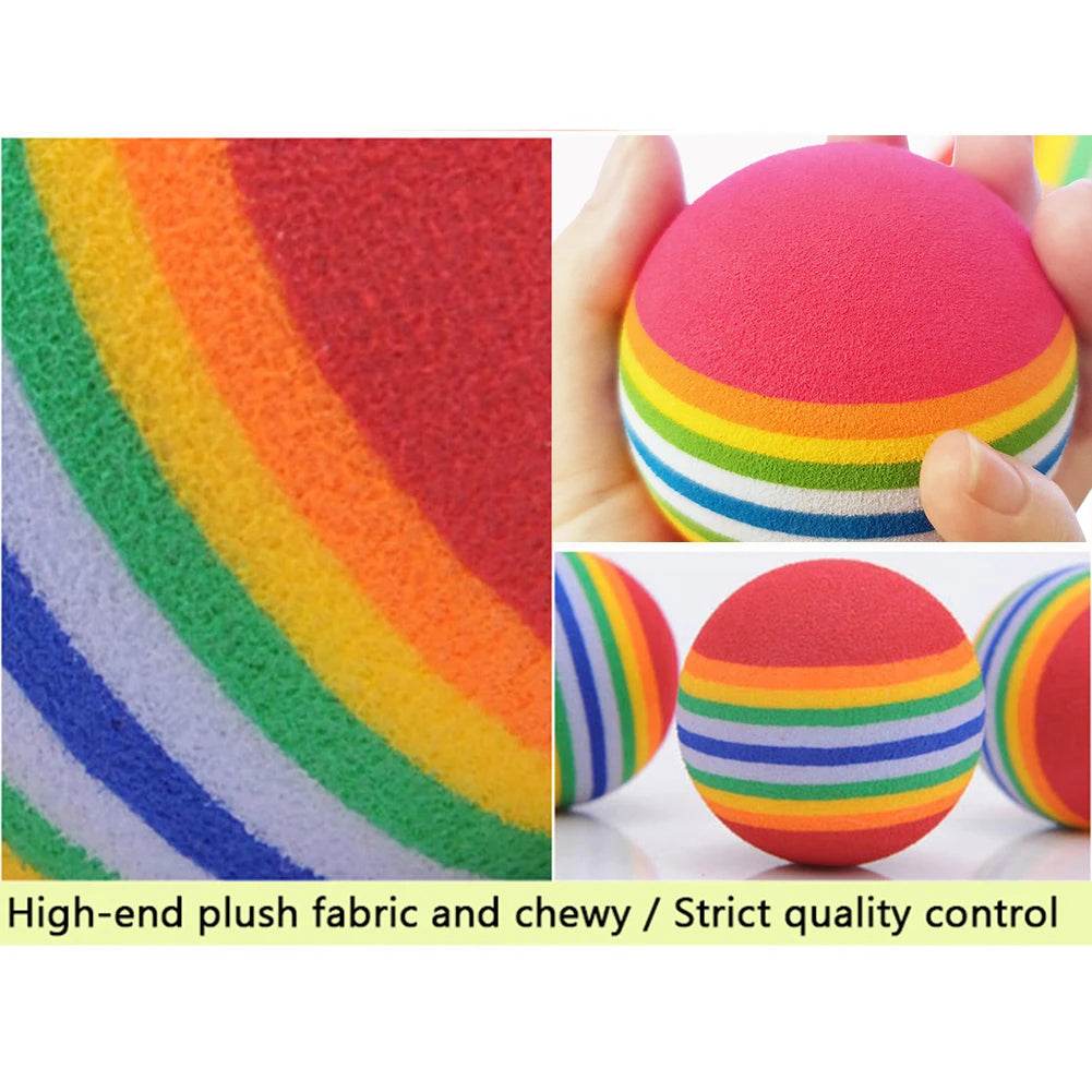 Vibrant 2-Pack Chewable Rainbow Golf Balls for Small Dogs & Cats - ToylandEU