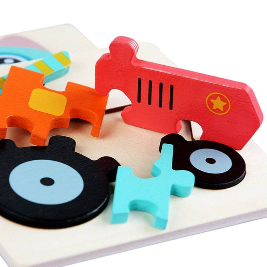 Vibrant 3D Wooden Animal Traffic Puzzle for Creative Preschool Play - ToylandEU