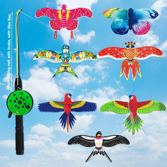 Vibrant Cartoon Kite Set for Kids - Butterfly, Parrot & Eagle Themes - ToylandEU