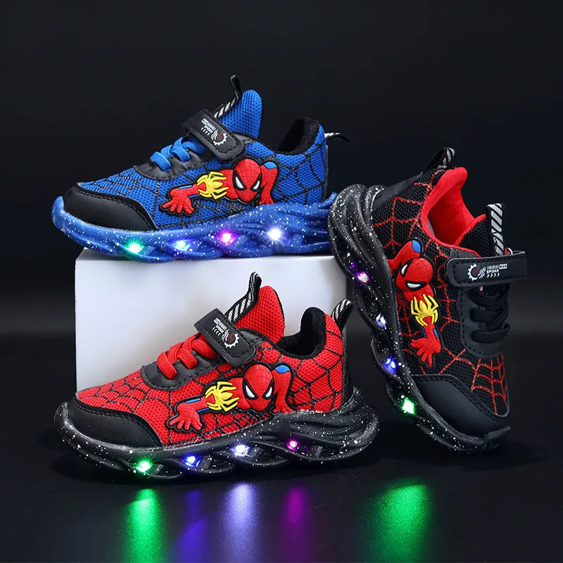Vibrant Disney LED Sneakers For Boys Spiderman Mesh Outdoor Shoes - ToylandEU