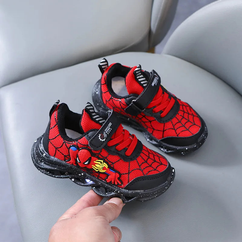 Vibrant Disney LED Sneakers For Boys Spiderman Mesh Outdoor Shoes - ToylandEU