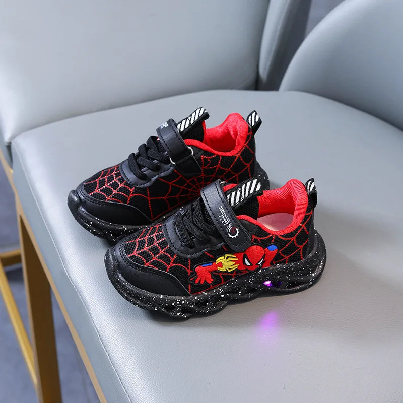 Vibrant Disney LED Sneakers For Boys Spiderman Mesh Outdoor Shoes - ToylandEU