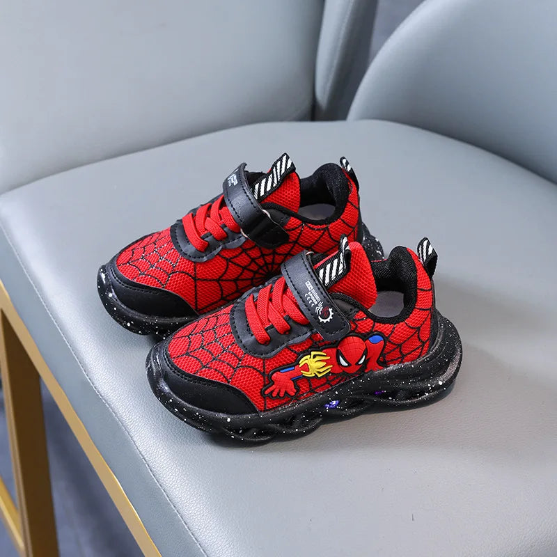 Vibrant Disney LED Sneakers For Boys Spiderman Mesh Outdoor Shoes - ToylandEU
