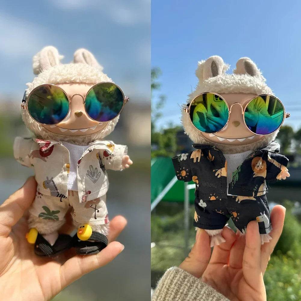 Vibrant Floral Beach Wear Set with Crocs for 17cm Labubu Dolls - ToylandEU