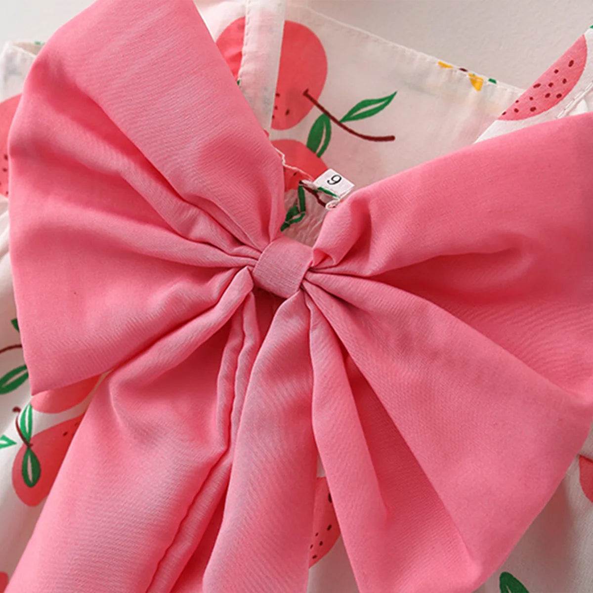 Vibrant Girls Cotton Skirt Fruit Print And Big Bow Plus Free Straw Hat For 3 To 6 Years - ToylandEU