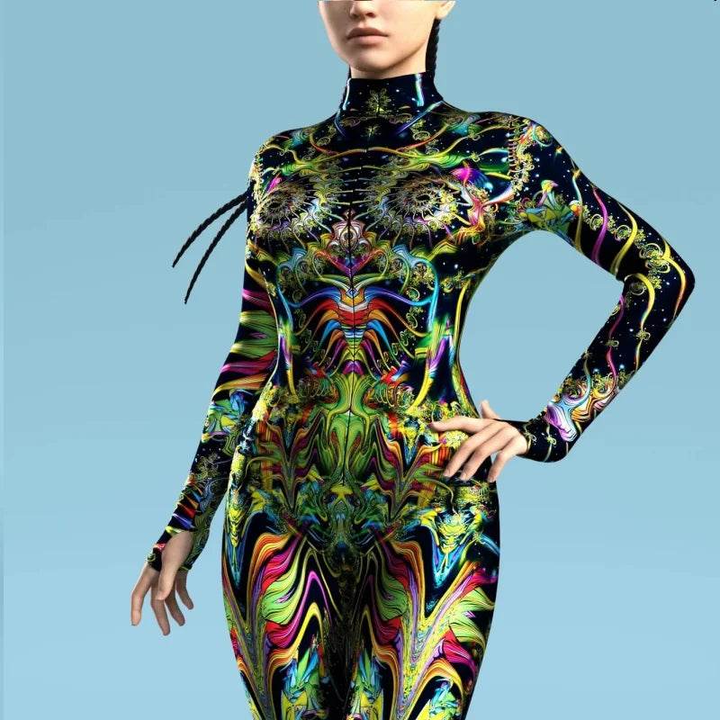 Vibrant Jumpsuits Rainbow Print Front Zip Women Kids - ToylandEU