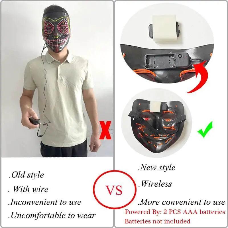  Vibrant LED Face Mask Neon Cosplay Mask Toyland EU -  ToylandEU™