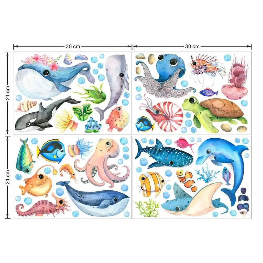  Vibrant Marine Life 4 Pieces Wall Stickers Toyland EU -  ToylandEU™