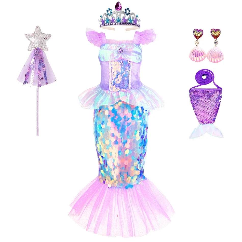 Vibrant Mermaid Costume Ankle Length Dress For Girls - ToylandEU