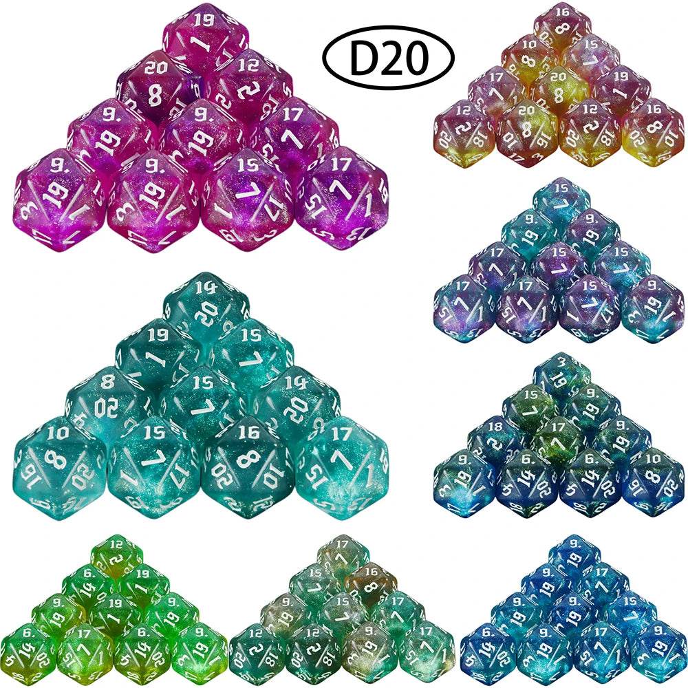 Vibrant Mixed Colour Polyhedral Dice Set with Glitter Finish for RPG and Tabletop Game Enthusiasts - ToylandEU