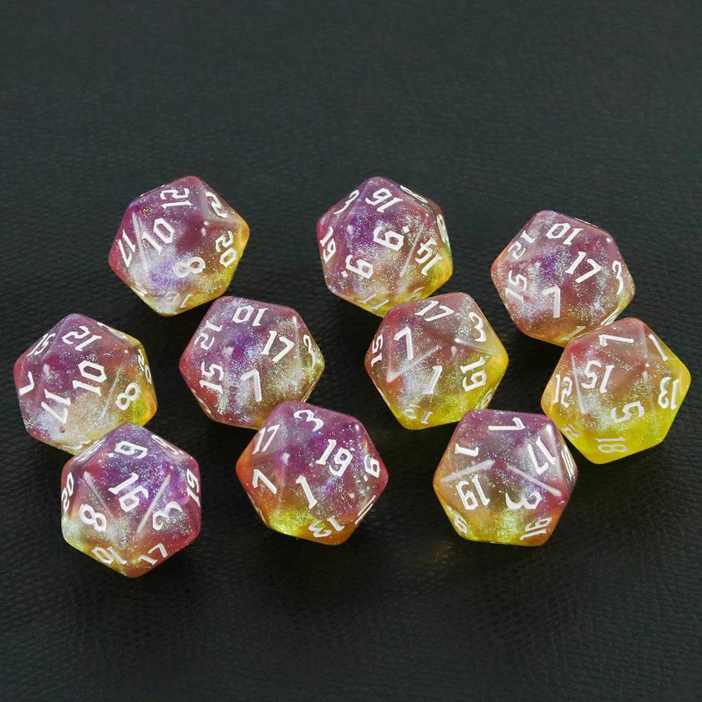 Vibrant Mixed Colour Polyhedral Dice Set with Glitter Finish for RPG and Tabletop Game Enthusiasts - ToylandEU