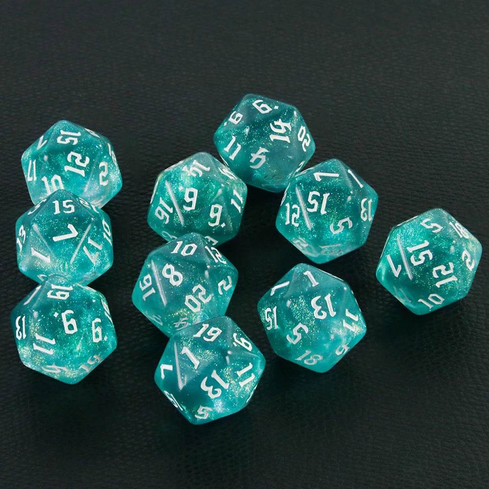Vibrant Mixed Colour Polyhedral Dice Set with Glitter Finish for RPG and Tabletop Game Enthusiasts - ToylandEU