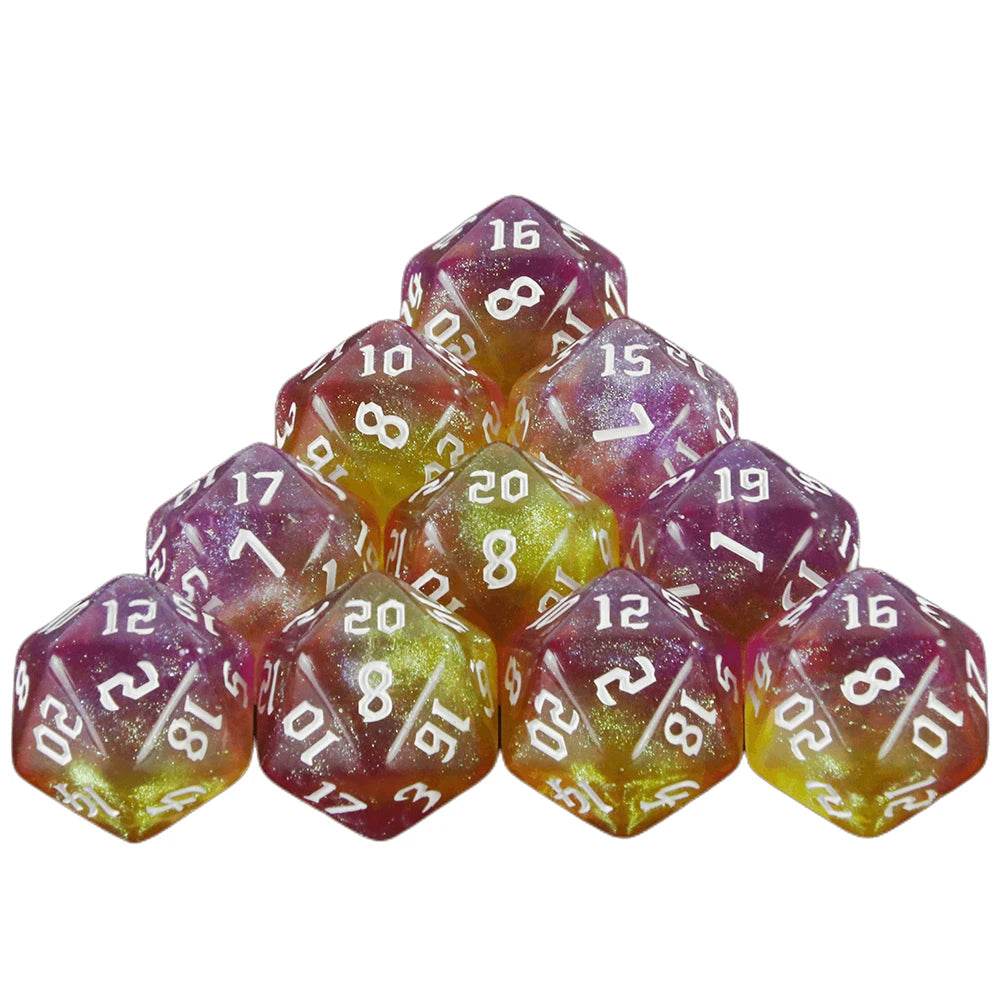 Vibrant Mixed Colour Polyhedral Dice Set with Glitter Finish for RPG and Tabletop Game Enthusiasts - ToylandEU