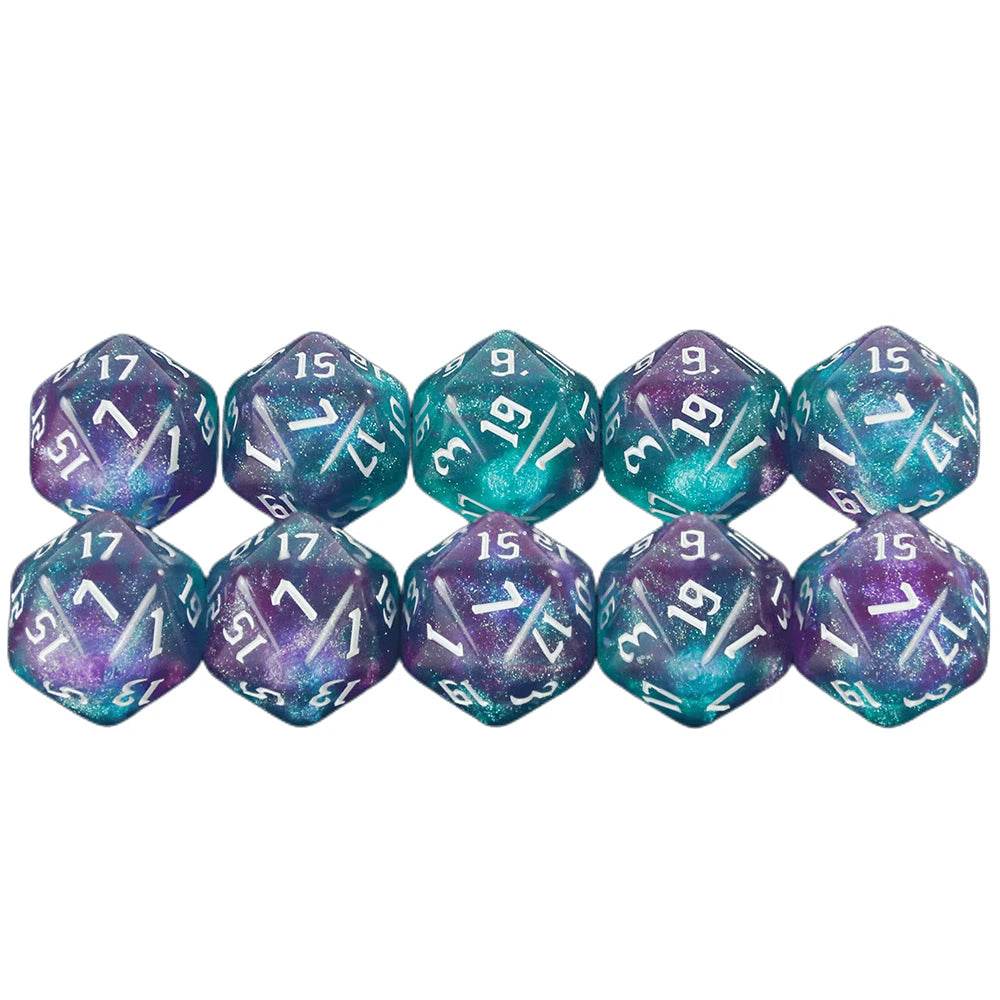 Vibrant Mixed Colour Polyhedral Dice Set with Glitter Finish for RPG and Tabletop Game Enthusiasts - ToylandEU