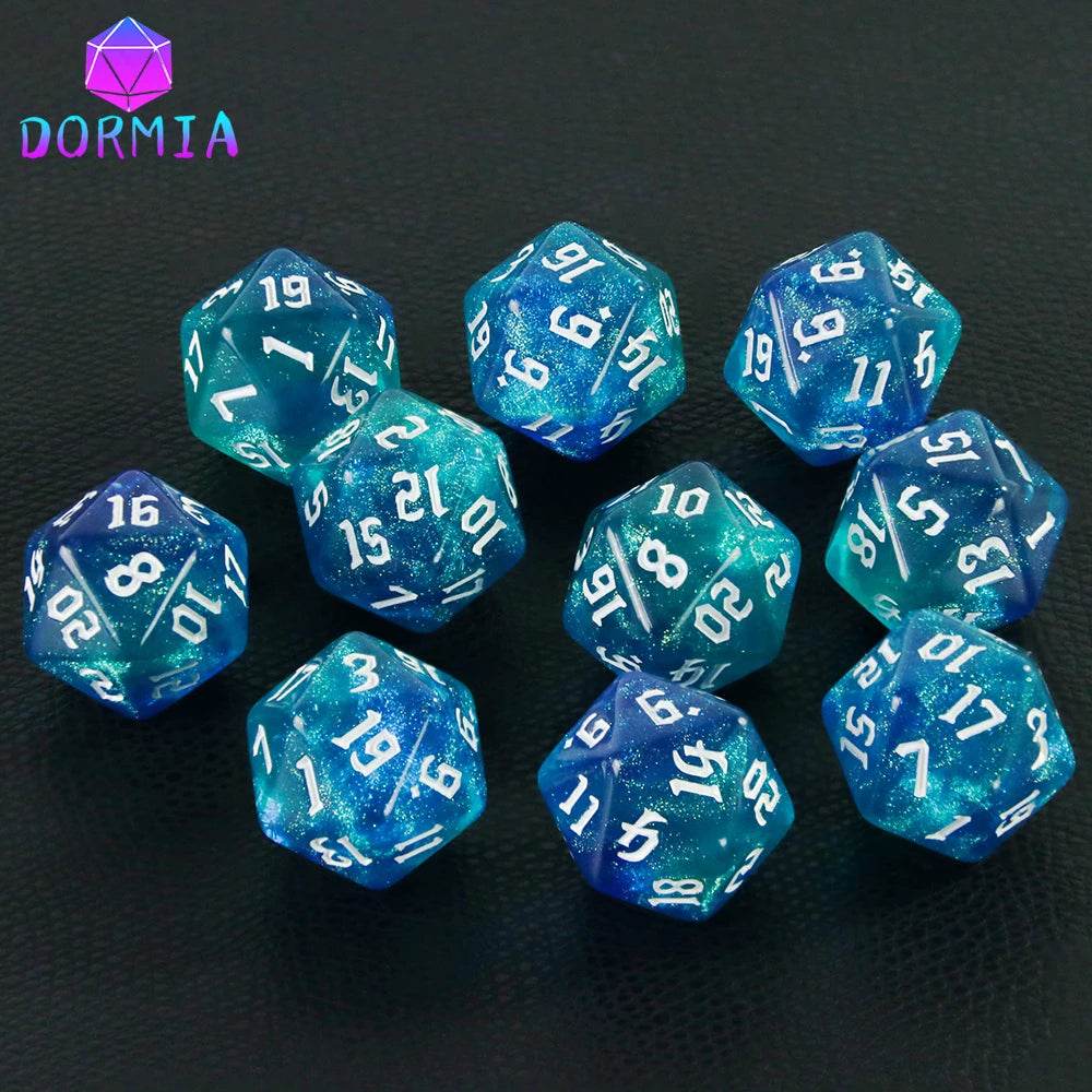 Vibrant Mixed Colour Polyhedral Dice Set with Glitter Finish for RPG and Tabletop Game Enthusiasts - ToylandEU