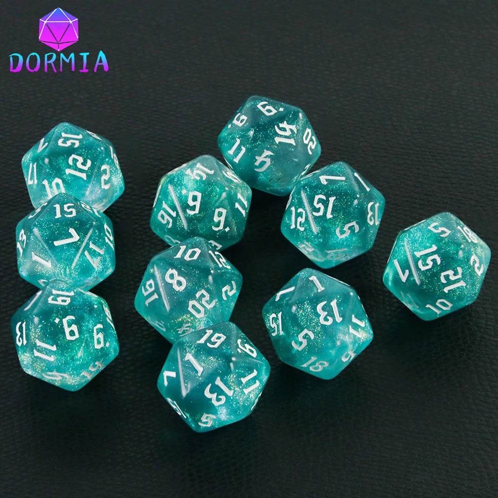 Vibrant Mixed Colour Polyhedral Dice Set with Glitter Finish for RPG and Tabletop Game Enthusiasts - ToylandEU