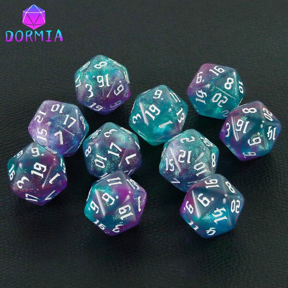 Vibrant Mixed Colour Polyhedral Dice Set with Glitter Finish for RPG and Tabletop Game Enthusiasts - ToylandEU