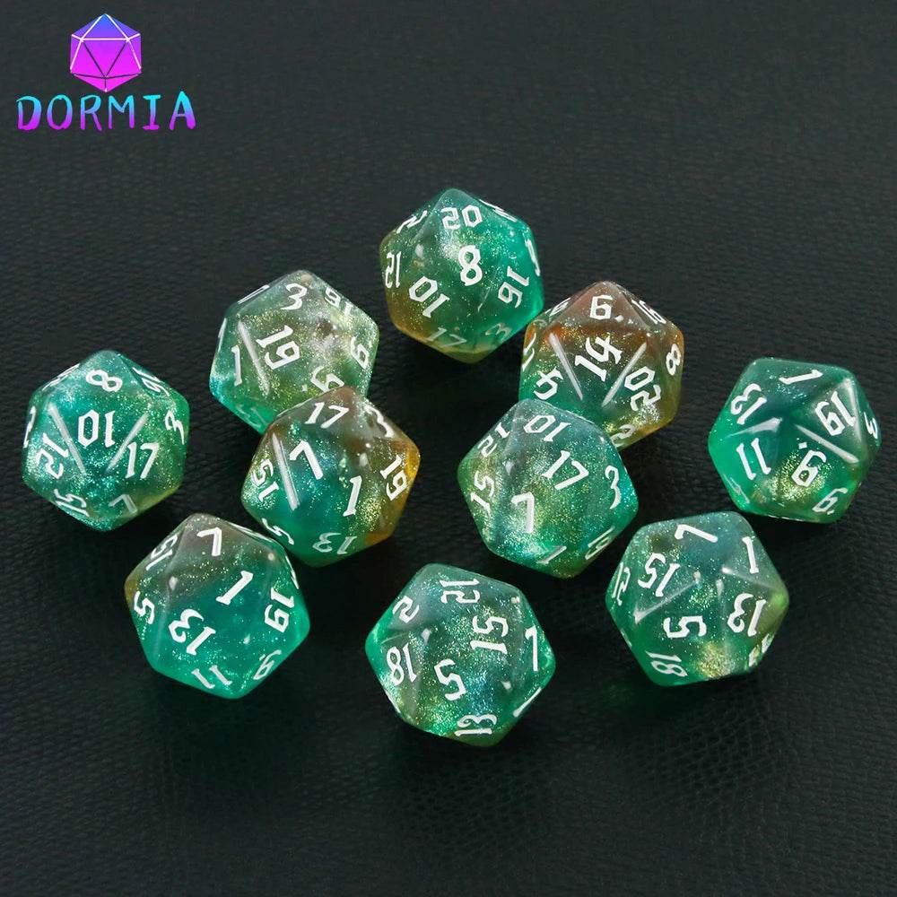 Vibrant Mixed Colour Polyhedral Dice Set with Glitter Finish for RPG and Tabletop Game Enthusiasts - ToylandEU