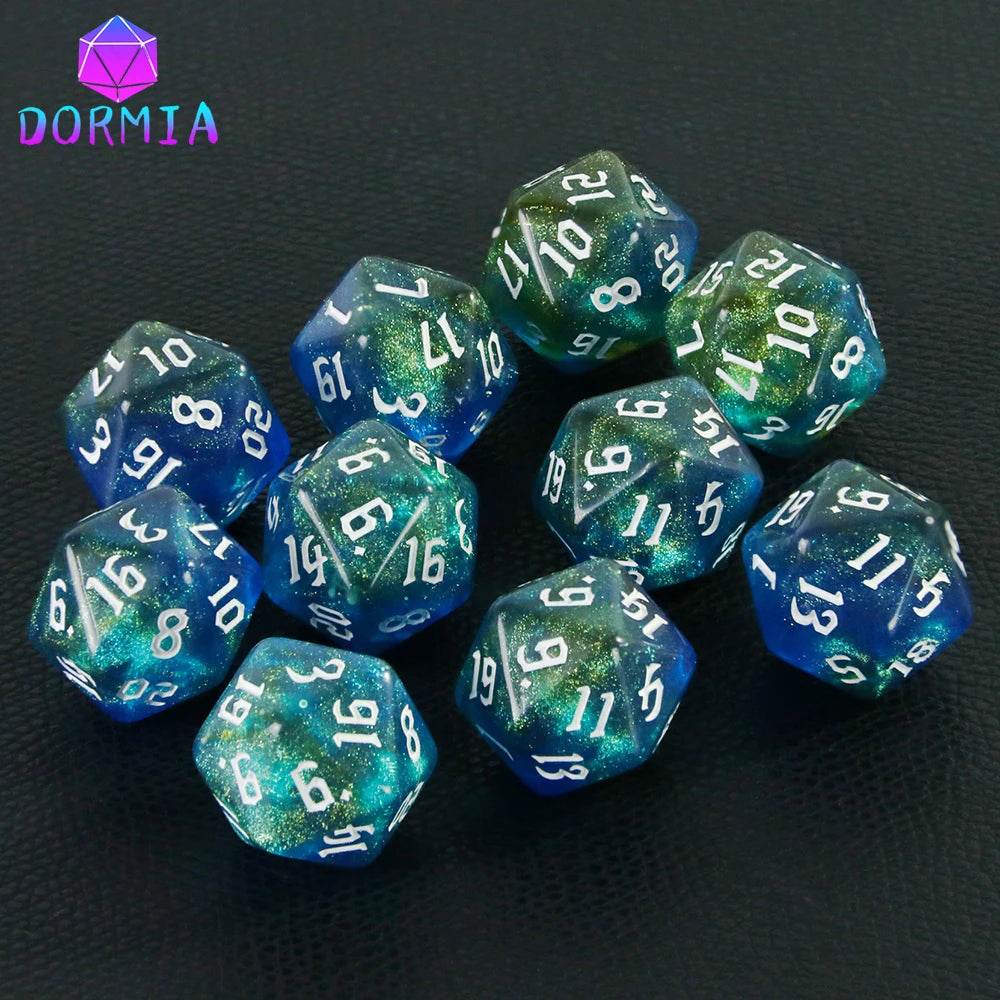 Vibrant Mixed Colour Polyhedral Dice Set with Glitter Finish for RPG and Tabletop Game Enthusiasts - ToylandEU