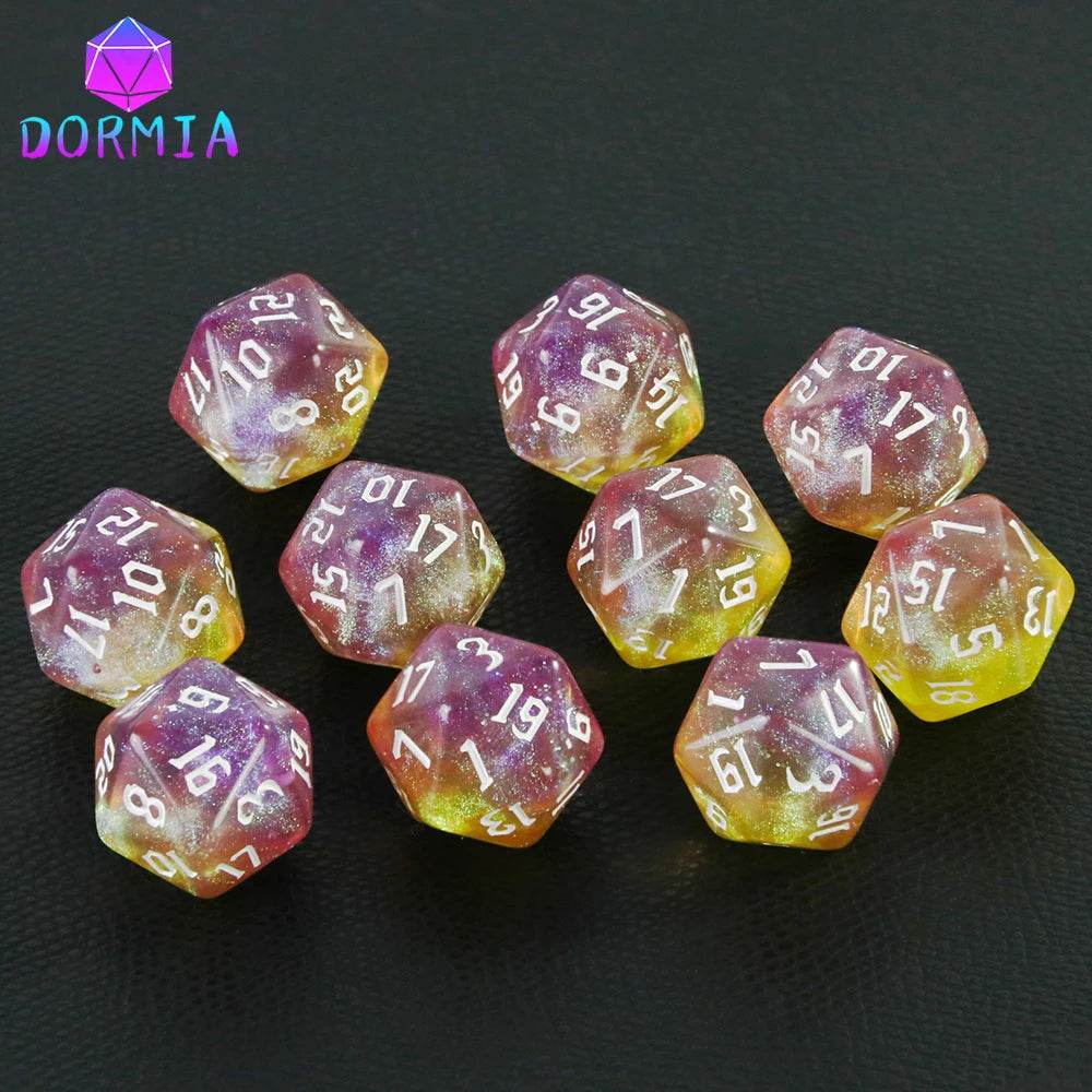 Vibrant Mixed Colour Polyhedral Dice Set with Glitter Finish for RPG and Tabletop Game Enthusiasts - ToylandEU