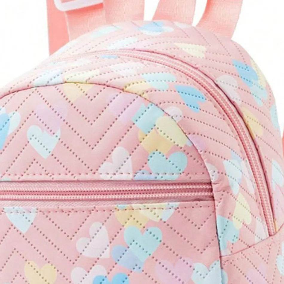 Vibrant Rainbow PU Quilted Mini Backpack Unicorn Print Plaid For Girls Ages 4 To 6 Daily Wear - ToylandEU