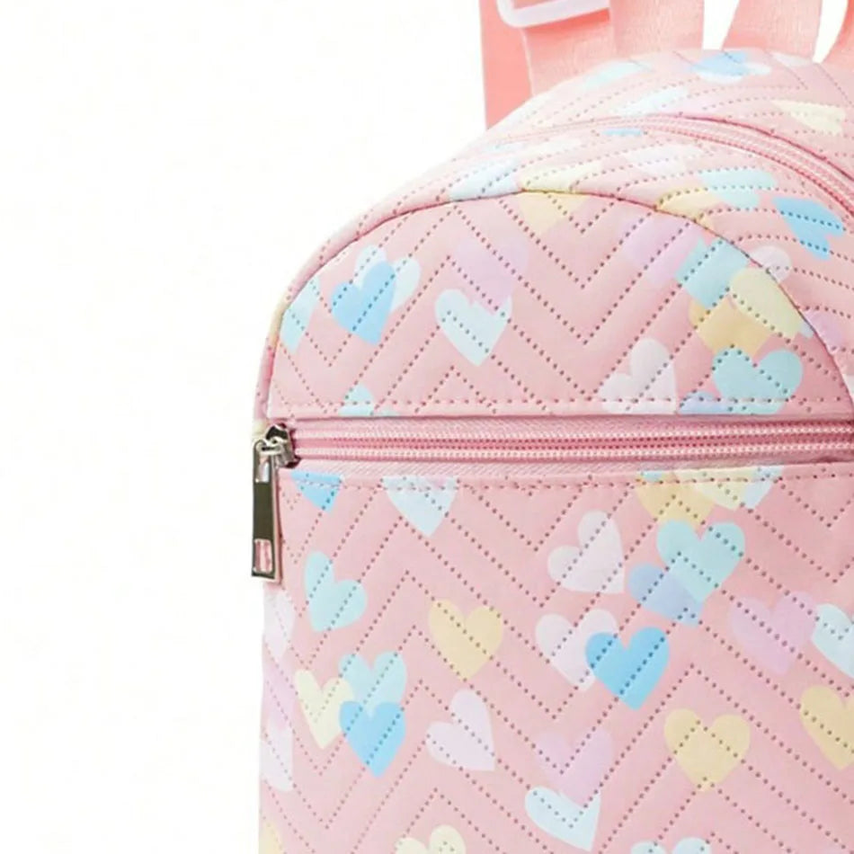 Vibrant Rainbow PU Quilted Mini Backpack Unicorn Print Plaid For Girls Ages 4 To 6 Daily Wear - ToylandEU