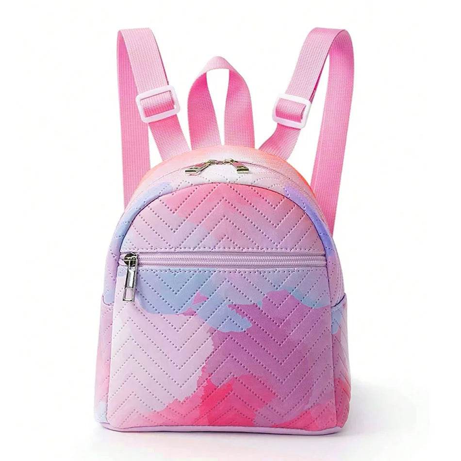 Vibrant Rainbow PU Quilted Mini Backpack Unicorn Print Plaid For Girls Ages 4 To 6 Daily Wear - ToylandEU