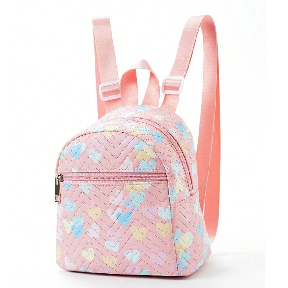 Vibrant Rainbow PU Quilted Mini Backpack Unicorn Print Plaid For Girls Ages 4 To 6 Daily Wear - ToylandEU