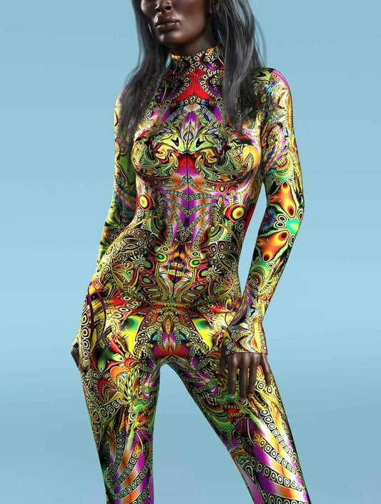  Vibrant Rainbow Print Front Zip Jumpsuits Toyland EU -  ToylandEU™