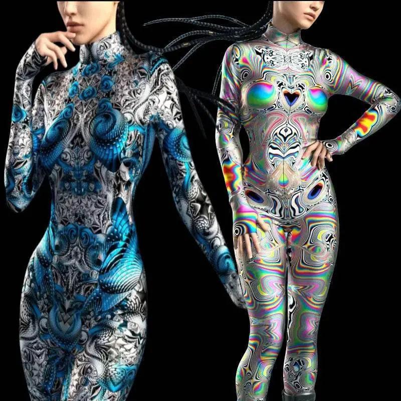  Vibrant Rainbow Print Jumpsuit Front Zip Toyland EU -  ToylandEU™