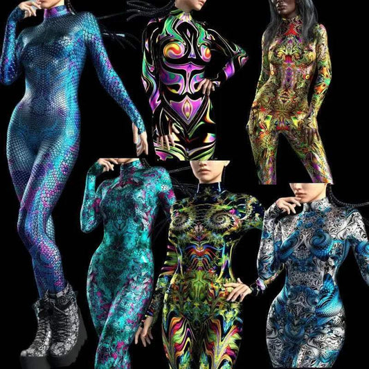  Vibrant Rainbow Print Jumpsuit Front Zip Toyland EU -  ToylandEU™